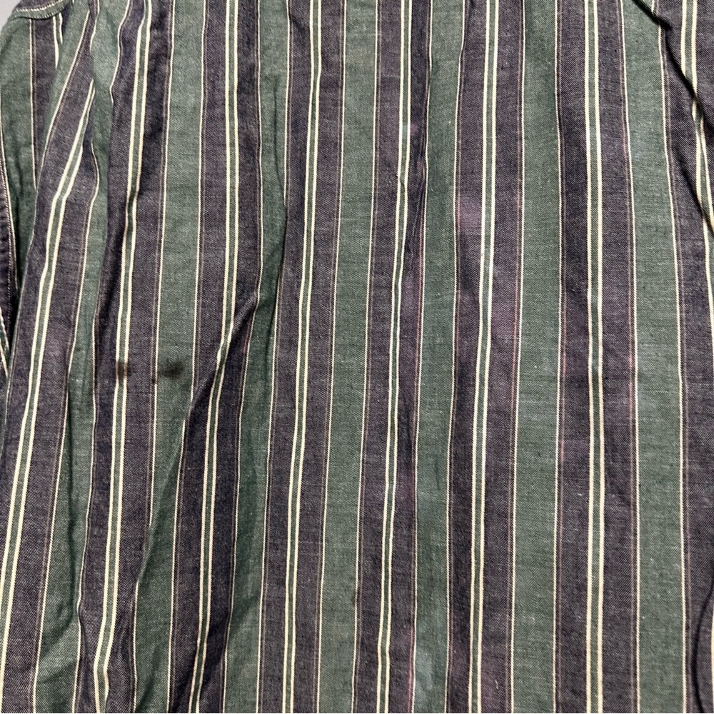 Polo by Ralph Lauren Striped Button Down Shirt Large 100% Cotton Mandarin Collar - Picture 9 of 10